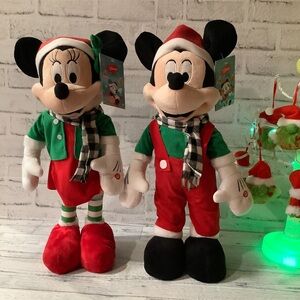 Disney Set of 2 Mickey & Minnie Mouse Yuletide Greeter With Sound